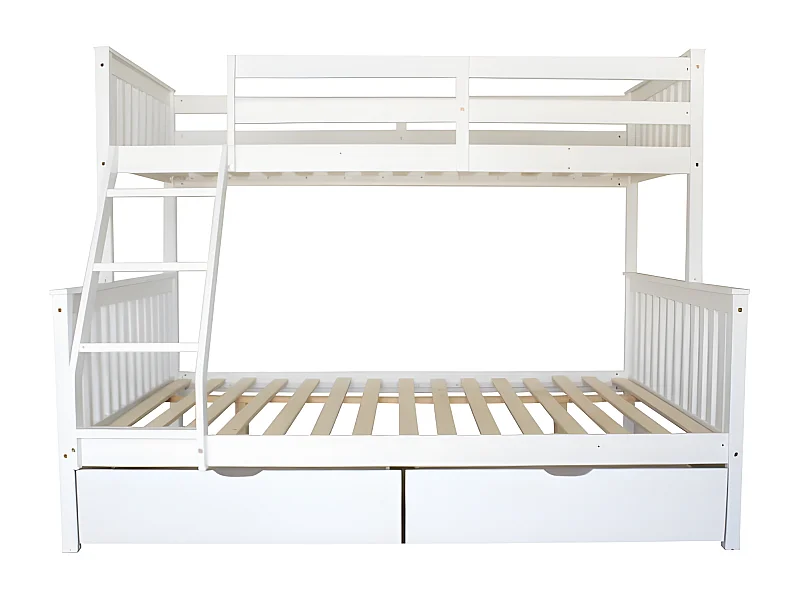 Beliche triplo + 2 gavetas de madeira madeira branca 135 cm