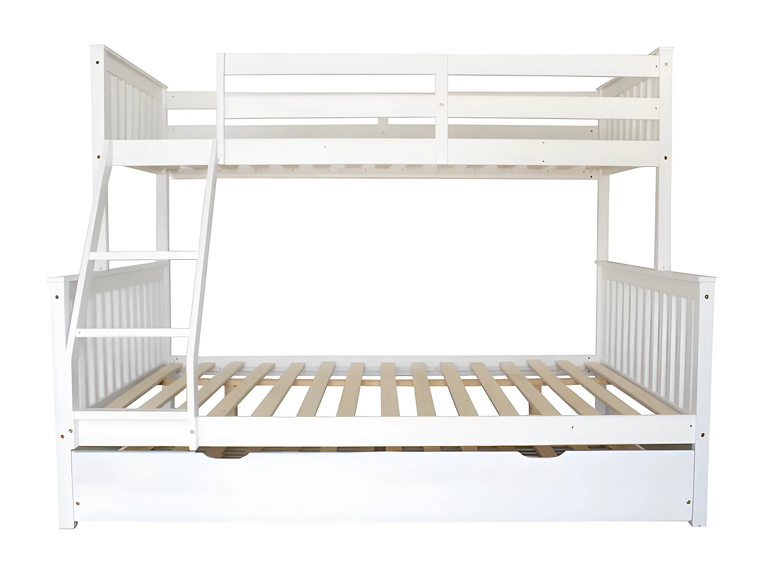 Lit superposé triple + 2 tiroirs bois bois blanc 135 cm