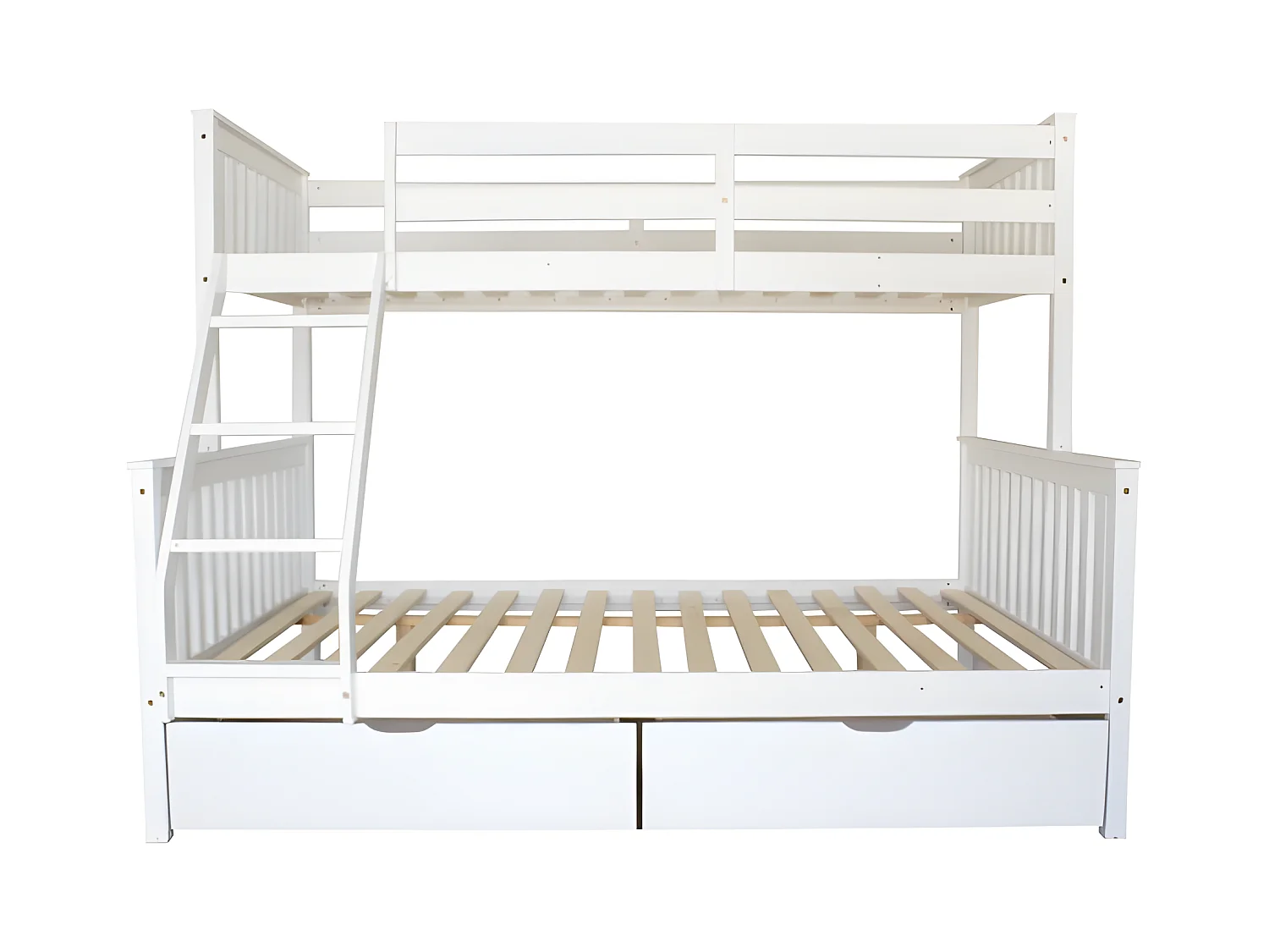 Lit superposé triple + 2 tiroirs bois bois blanc 135 cm