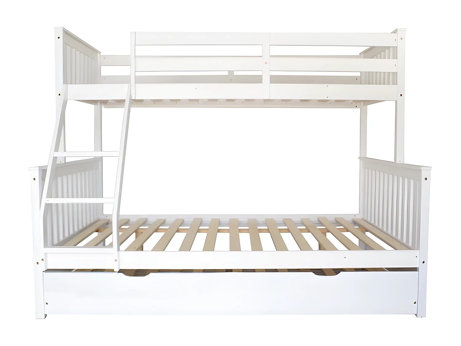 Letto a castello + 2 cassetti legno triplo bianco legno 135 cm