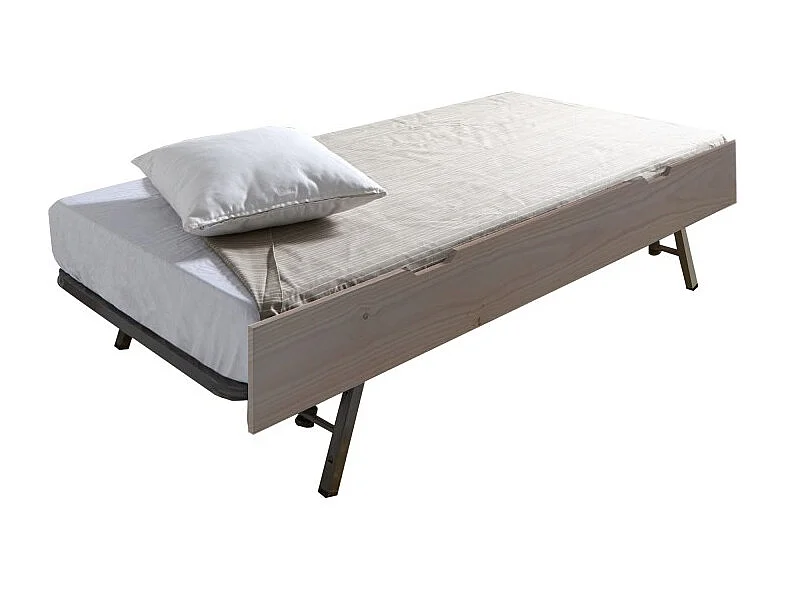 Beliche + cama elevável madeira branco lavado 90x190cm
