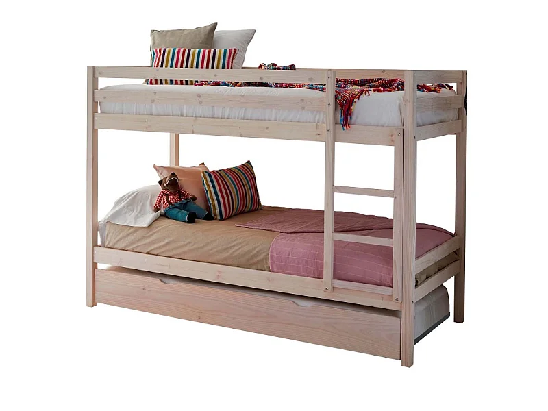Beliche + cama elevável madeira branco lavado 90x190cm