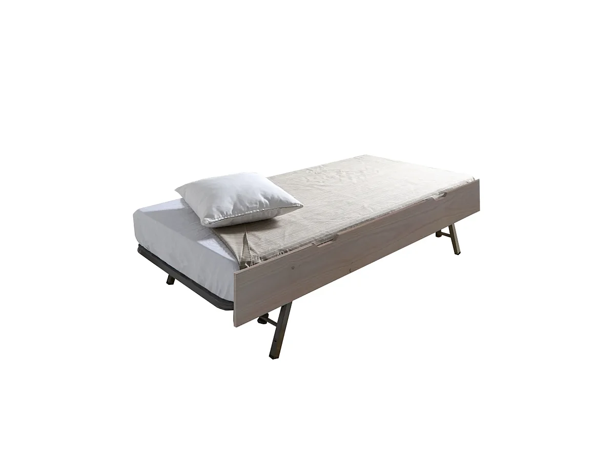 Beliche + cama elevável madeira branco lavado 90x190cm