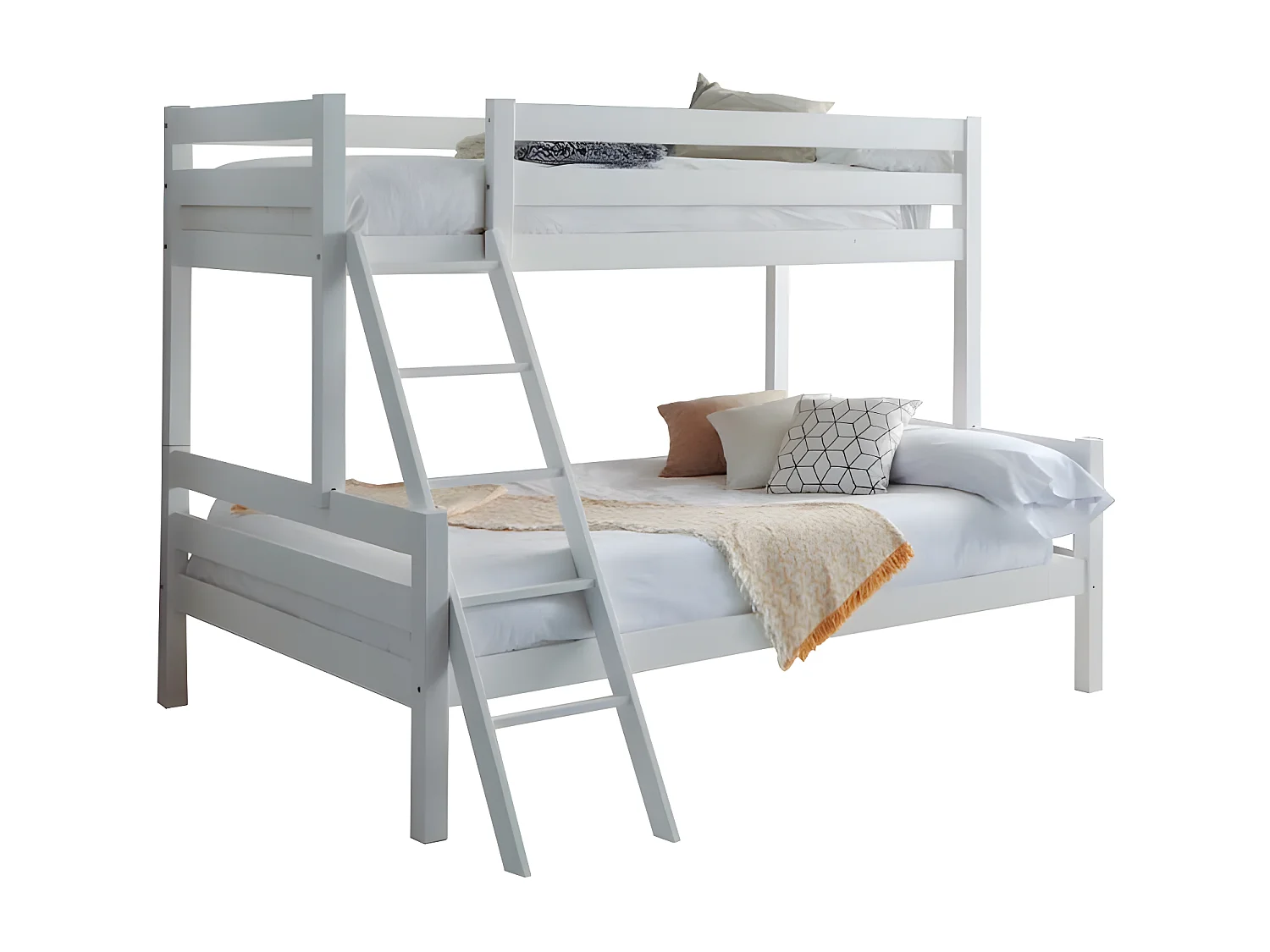 Etagenbett dreifach in Holz weiß 135 cm