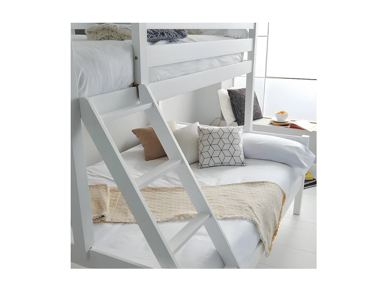 Etagenbett dreifach in Holz weiß 135 cm