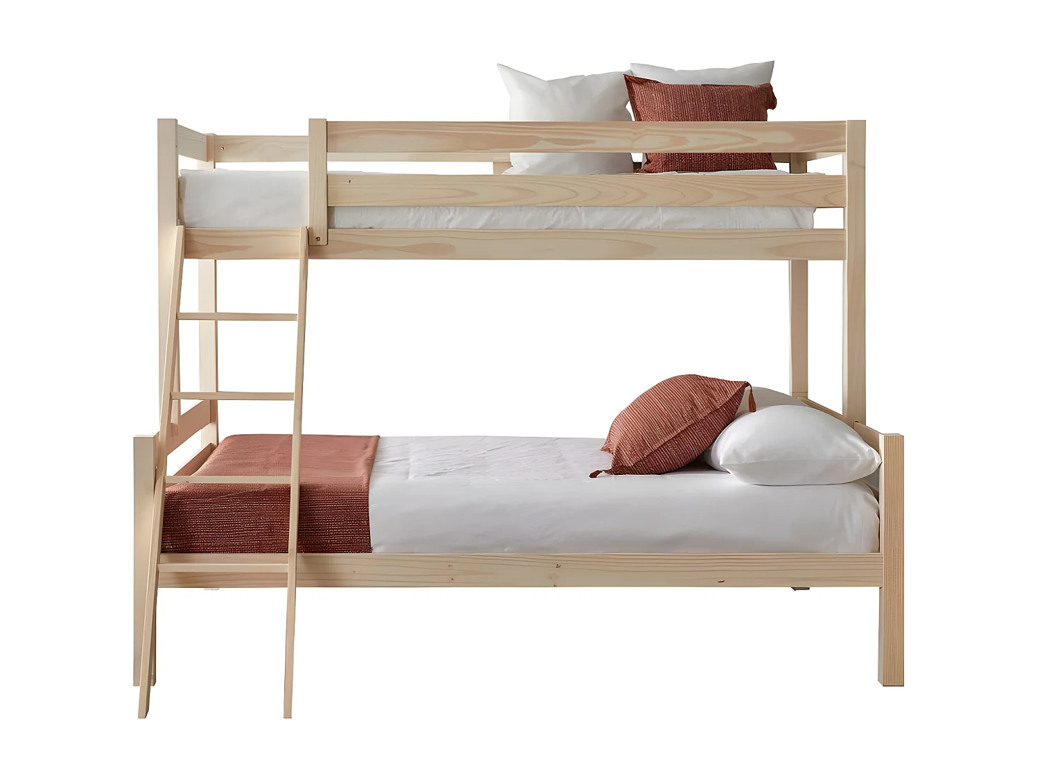 Etagenbett dreifach in Holz weiß 135 cm