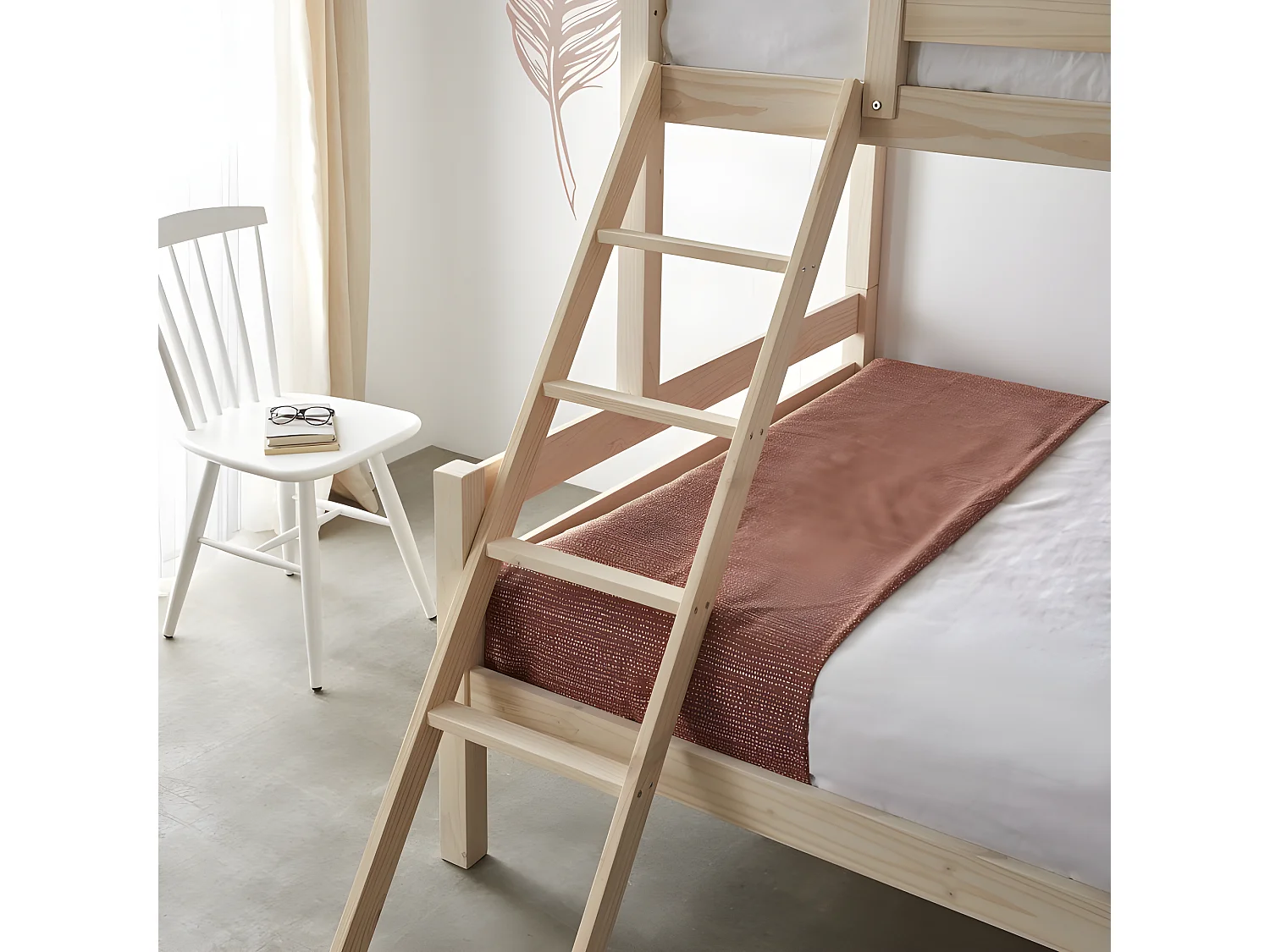 Etagenbett dreifach in Holz weiß 135 cm