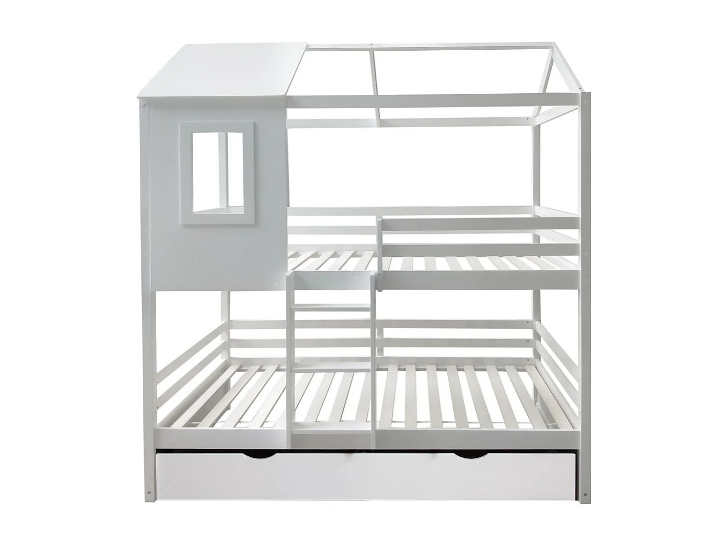 Stapelbed + opberglade hout wit 90x190/90x190cm