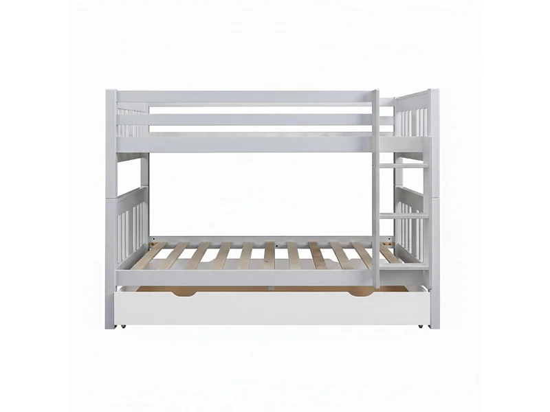 Litera + cajón almacenaje madera blanca 90x190cm