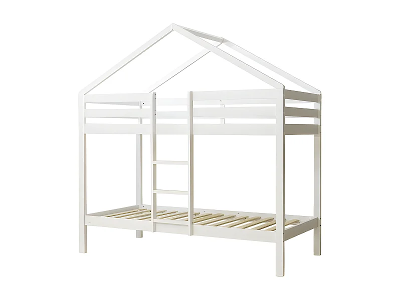 Lit superposé cottage en bois blanc 90x190/90x190cm