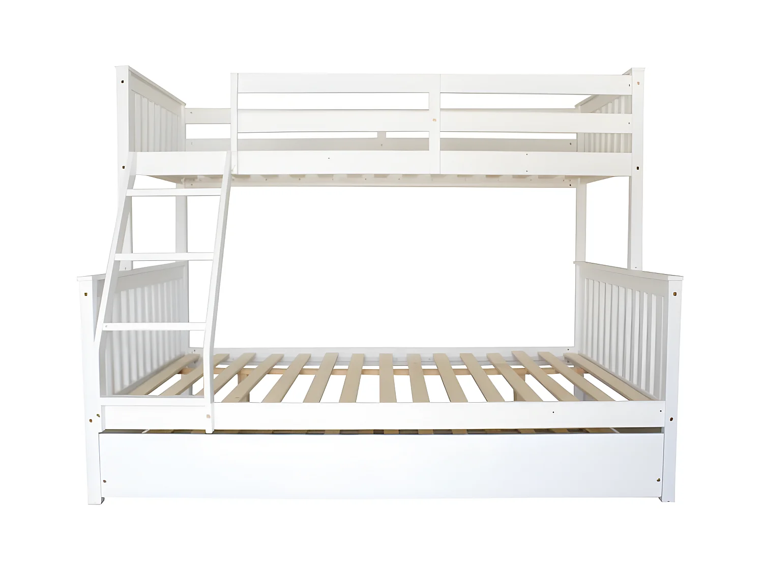 Etagenbett dreifach + Schublade Holz weiß 135 cm