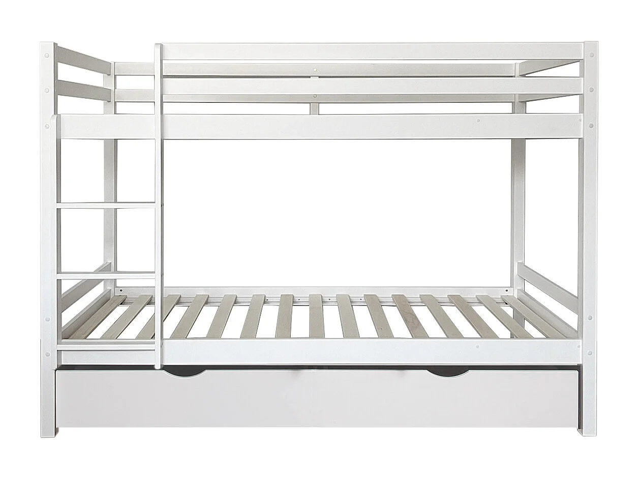 Stapelbed + uitschuifbed hout wit 90x190/90x190 cm