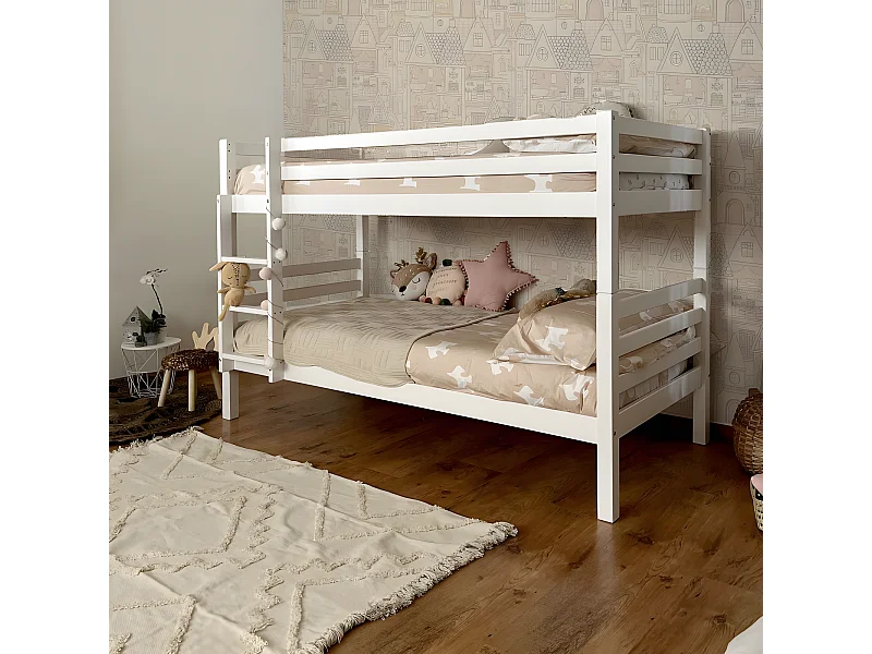 Letto a castello legno bianco 90x195cm