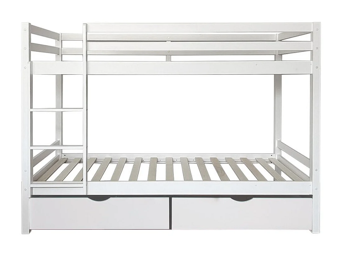 Stapelbed + 2 lades hout wit 90x190/90x190 cm