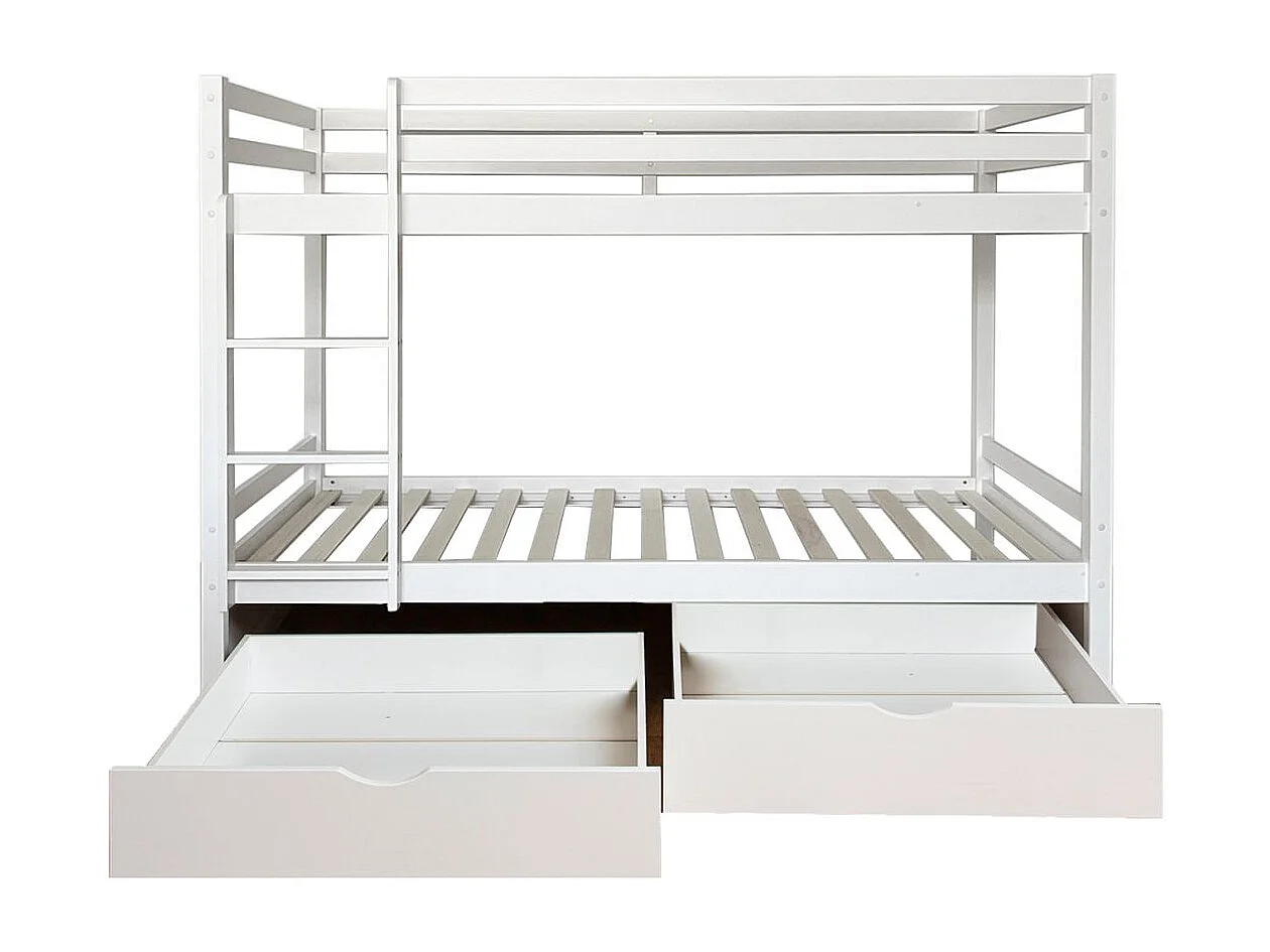 Stapelbed + 2 lades hout wit 90x190/90x190 cm