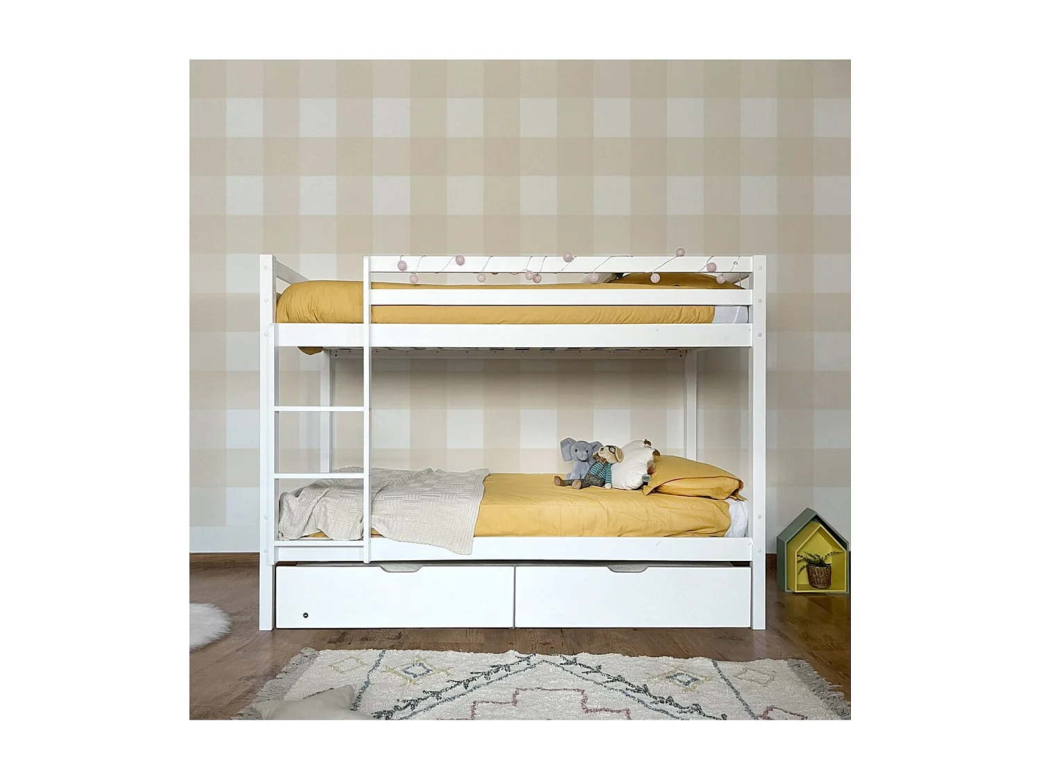 Stapelbed + 2 lades hout wit 90x190/90x190 cm