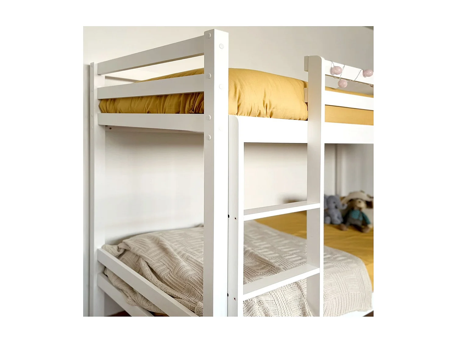 Stapelbed + 2 lades hout wit 90x190/90x190 cm