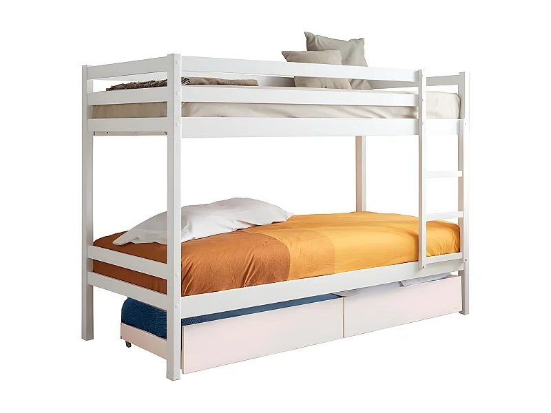 Litera + 2 cajones madera blanco 90x190/90x190cm