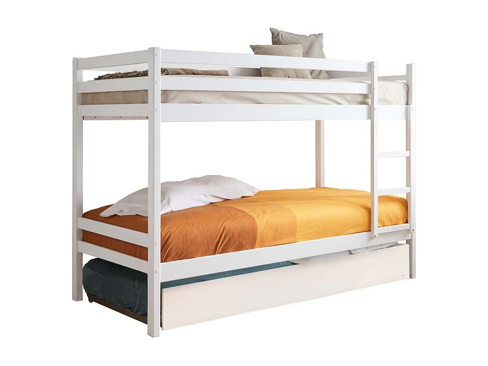 Stapelbed + opberglade hout wit 90x190/90x190 cm