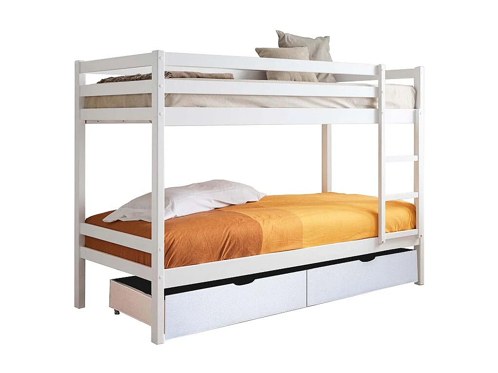 Stapelbed + opberglade hout wit 90x190/90x190 cm