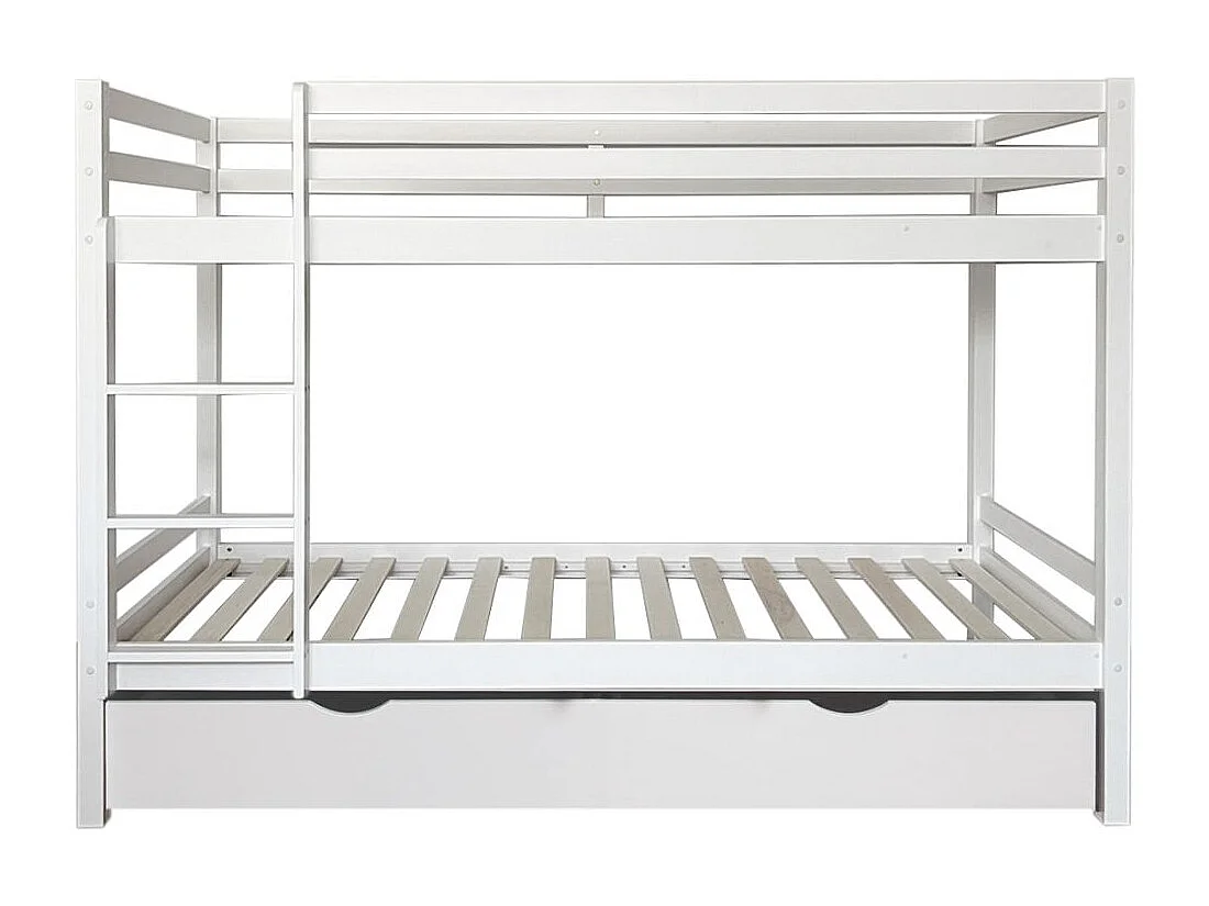 Stapelbed + opberglade hout wit 90x190/90x190 cm