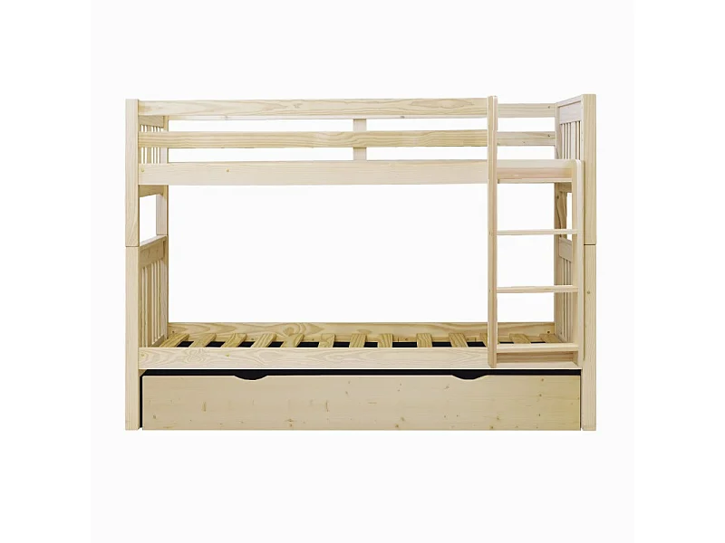 Beliche + cama extraível madeira branca lavada 90x190cm