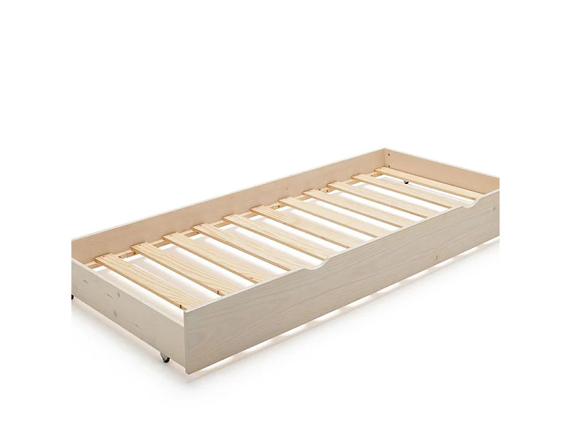 Beliche + cama extraível madeira branca lavada 90x190cm