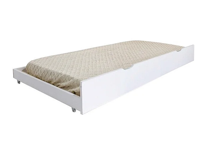 Lit superposé cabane + lit tiroir bois blanc 90x190/90x190cm