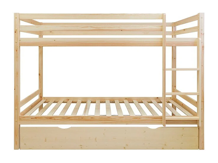 Beliche + cama extraível de madeira branco lavado 90x190cm