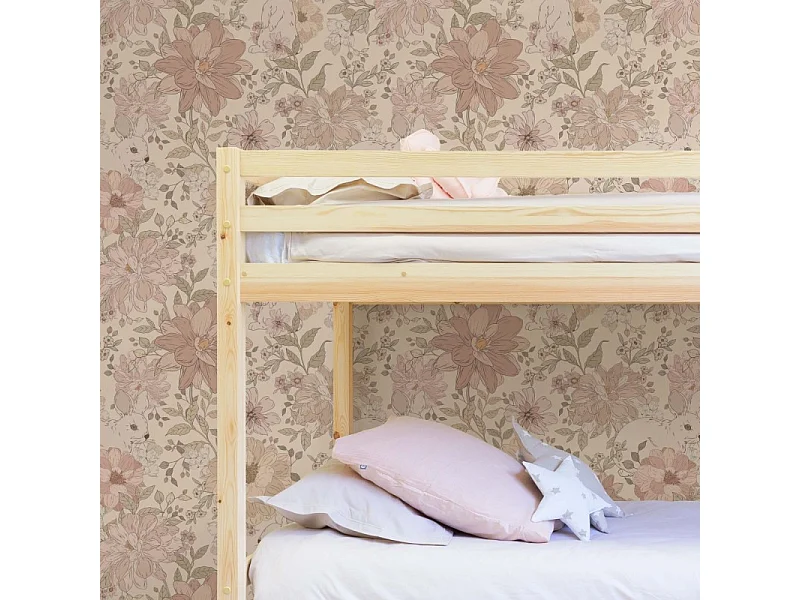 Etagenbett + Ausziehbett Holz weiß gewaschen 90x190cm