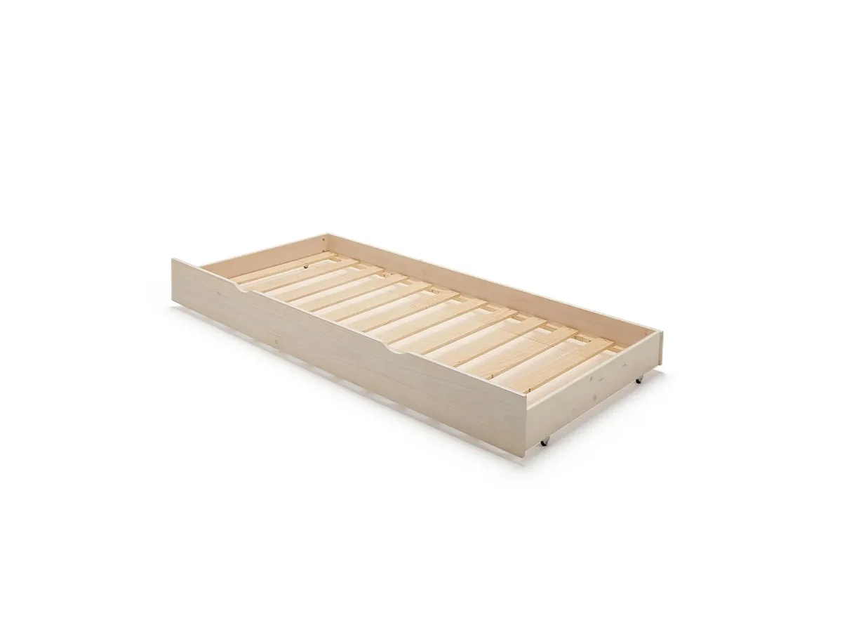 Beliche + cama extraível de madeira branco lavado 90x190cm