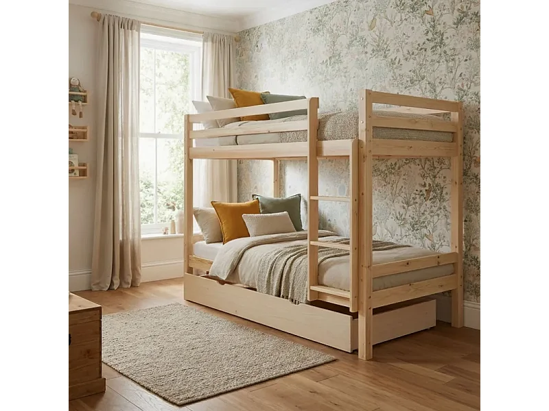 Beliche + cama extraível de madeira castanho 90x190cm