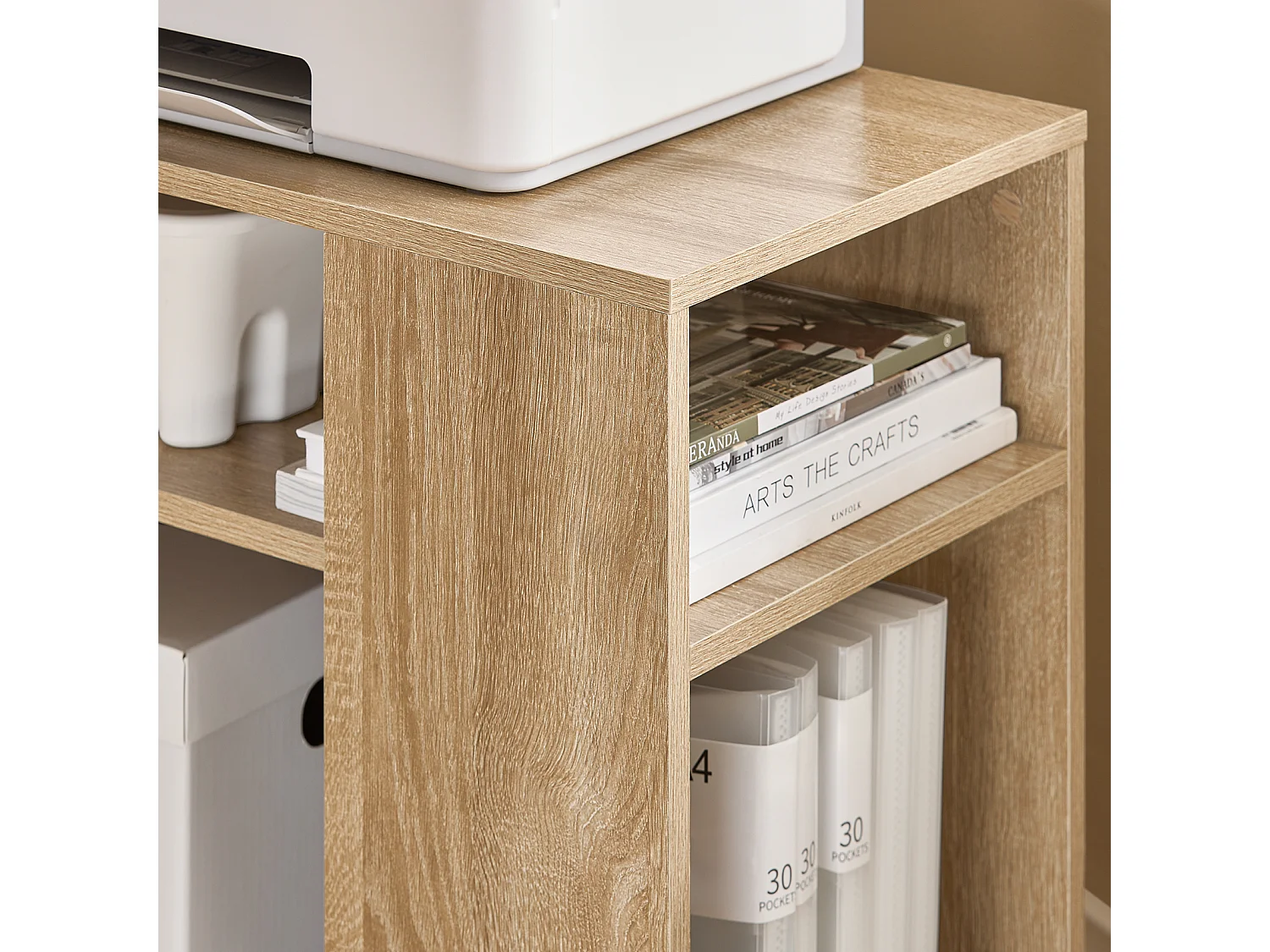 Bout De Canapé Table Café Roulante Avec 2 Étagères De Rangement, Fbt34-n