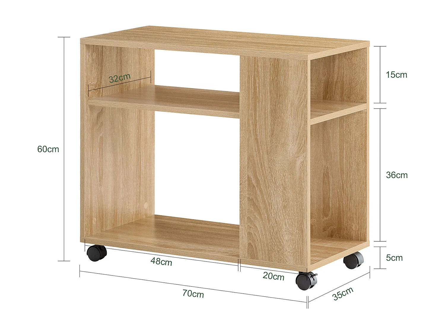SoBuy armário baixo, Armário com rodas, armário multifuncional FBT34-N
