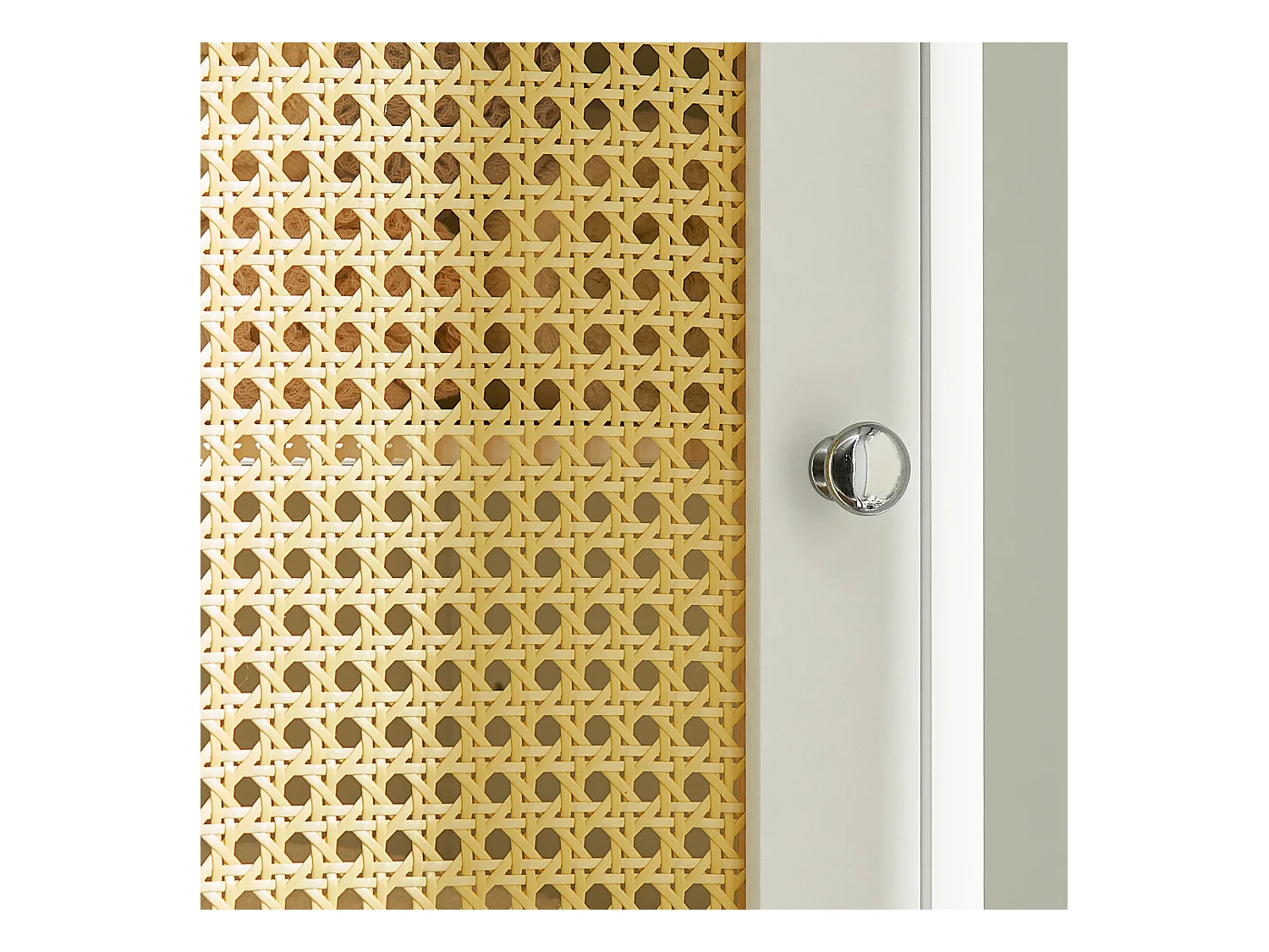 SoBuy BZR70-W Kolomkast Badkamer, Vrijstaande Badkamerkast, Staande Kolomkast voor Badkamer met 2 Ploy Rotan Deuren