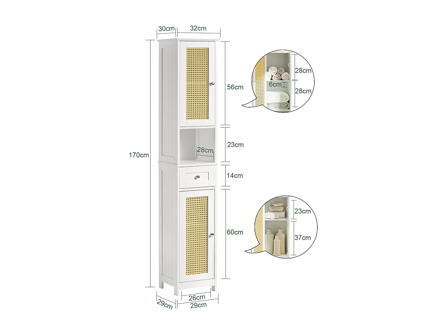 Meuble Colonne De Salle De Bain Armoire Haute Meuble De Salle De Bain Sur Pied, BZr70-w