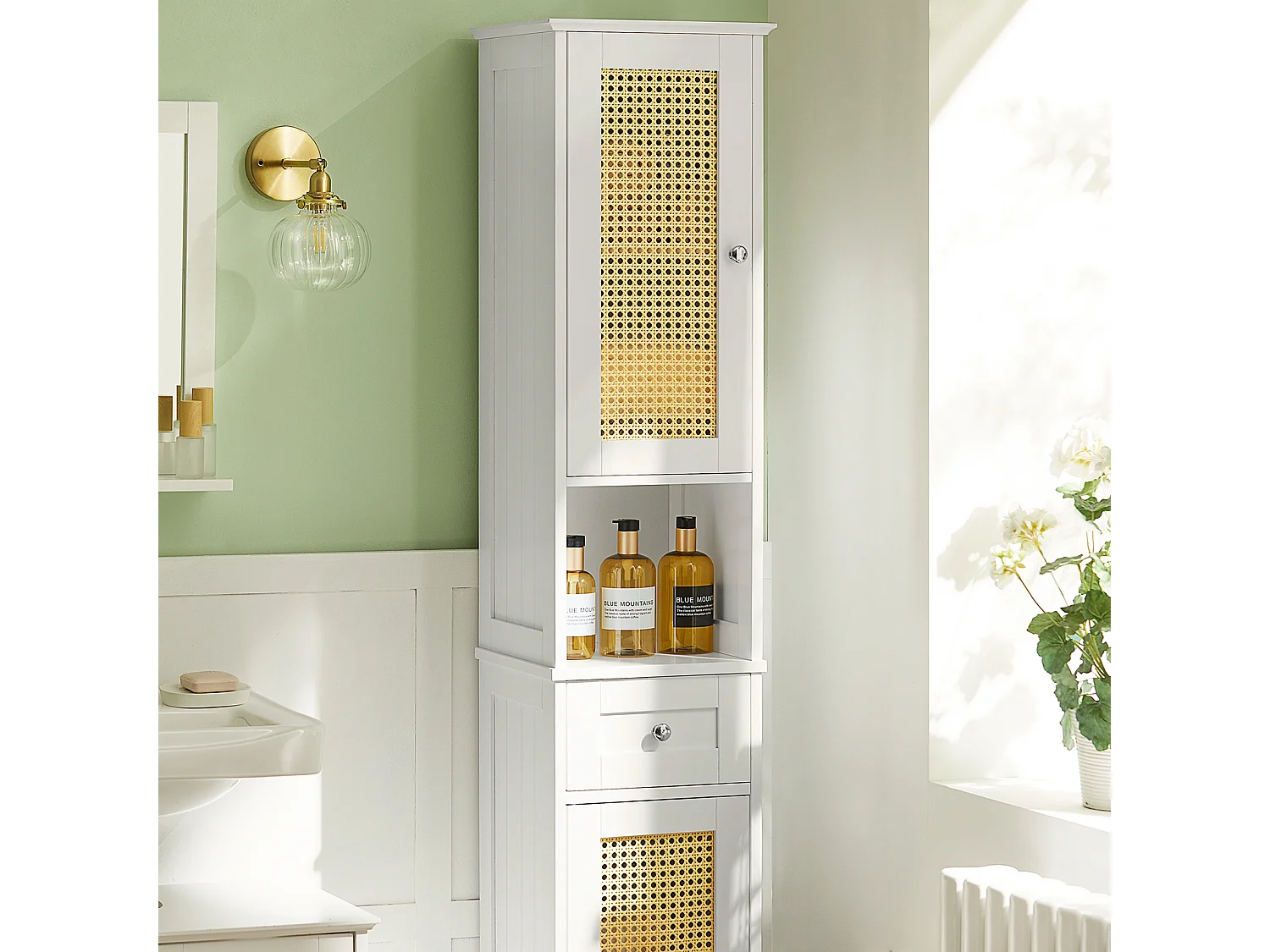 Meuble Colonne De Salle De Bain Armoire Haute Meuble De Salle De Bain Sur Pied, BZr70-w