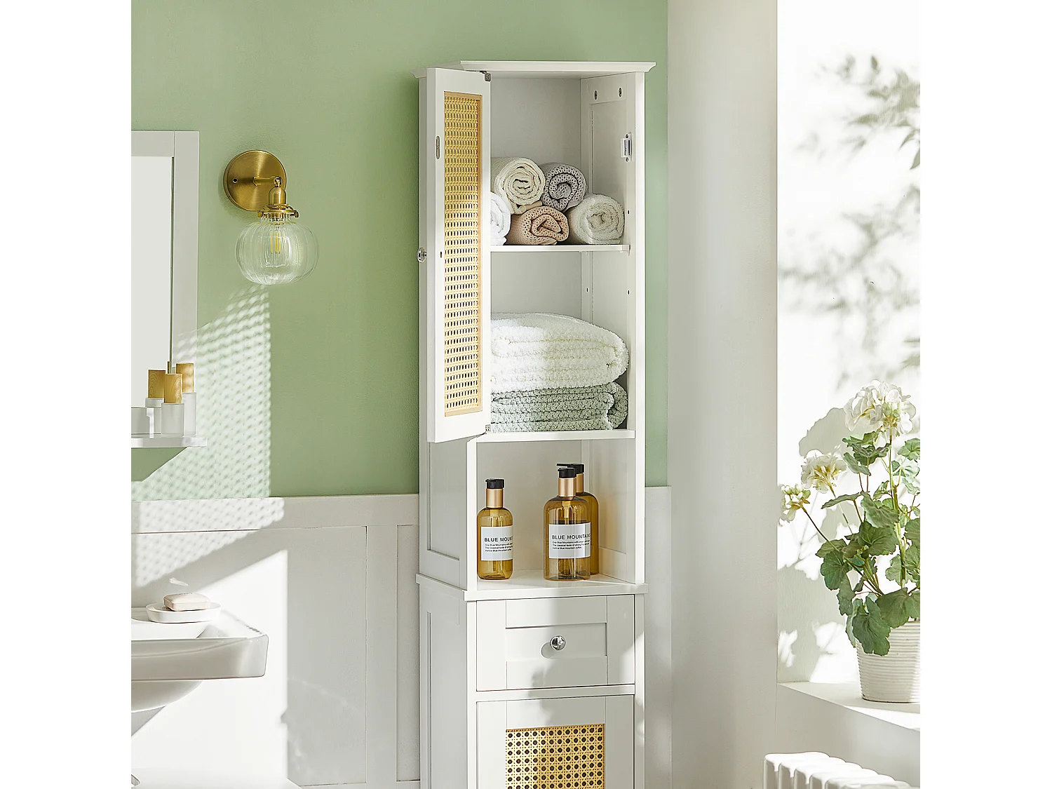 Meuble Colonne De Salle De Bain Armoire Haute Meuble De Salle De Bain Sur Pied, BZr70-w