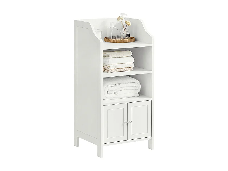 Armario con Pie Mueble Auxiliar para Baño Gabinete de Baño con 3 Estantes y 2 Puertas Blanco 41 x 36 x 86 cm BZR56-W SoBuy ES
