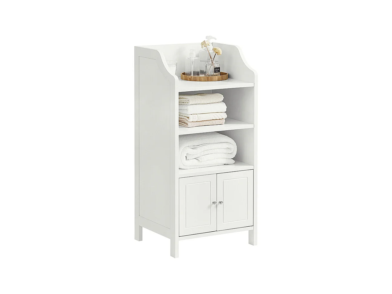 Meuble Bas De Salle De Bain Commode Armoire De Rangement Sur Pied Avec 3 Étagères 2 Portes, BZr56-w