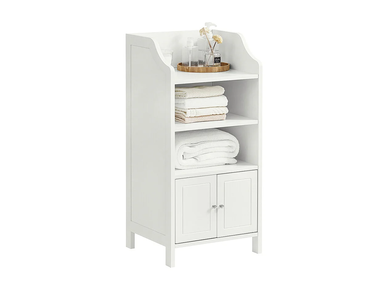Meuble Bas De Salle De Bain Commode Armoire De Rangement Sur Pied Avec 3 Étagères 2 Portes, BZr56-w