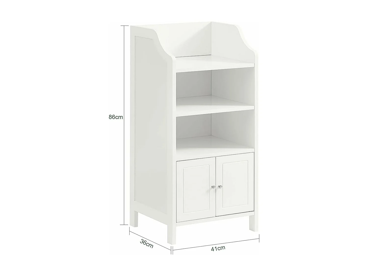 Meuble Bas De Salle De Bain Commode Armoire De Rangement Sur Pied Avec 3 Étagères 2 Portes, BZr56-w
