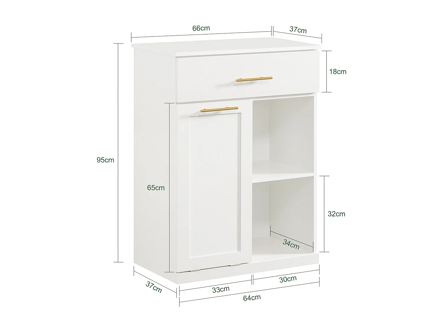 SoBuy BZR66-W Badkamerkast met Kantelbare Wasmand, Badkamermeubel met Waskast, Lage Kast, Staande Kast
