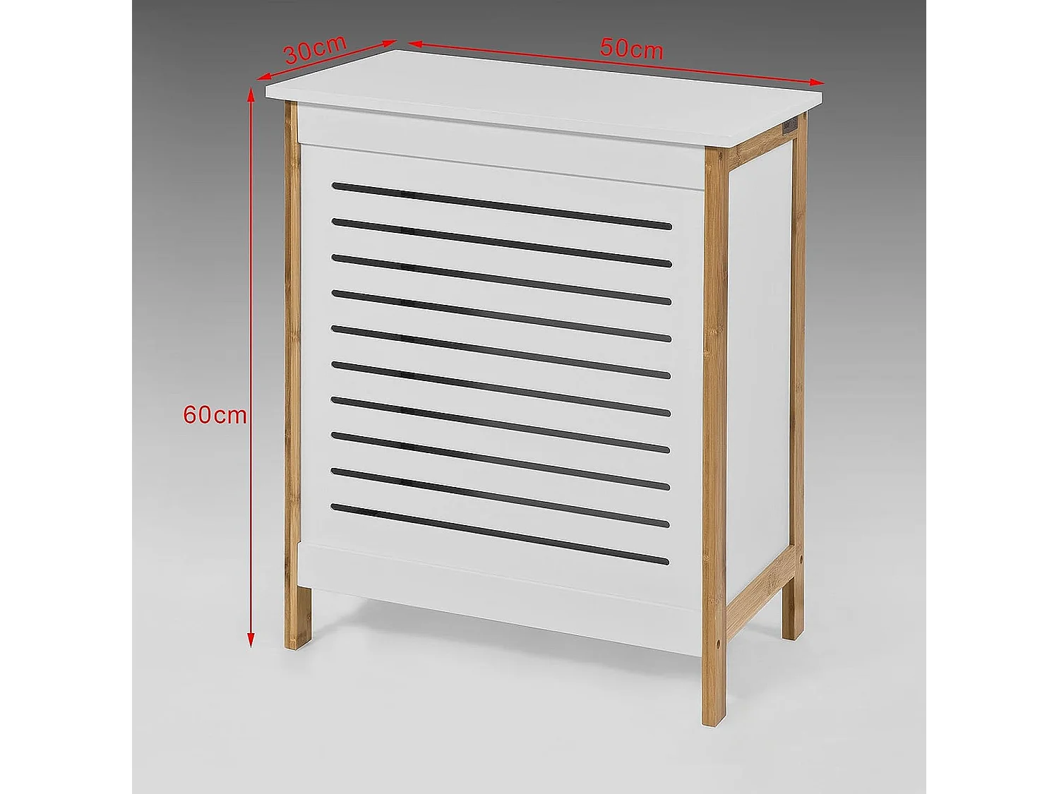 SoBuy FSS66-WN Badkamerkast Opbergkist Wasmand Wasbox Wasverzamelaar Waston met Deksel wit