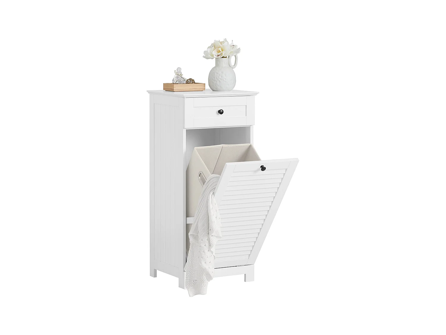 Meuble Bas De Salle De Bain Corbeille À Linge Meuble De Rangement 38x40x90 cm, BZr73-w