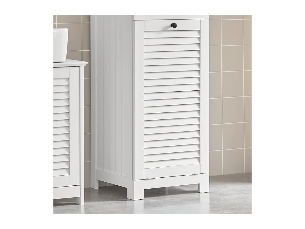Meuble Bas De Salle De Bain Corbeille À Linge Meuble De Rangement 38x40x90 cm, BZr73-w