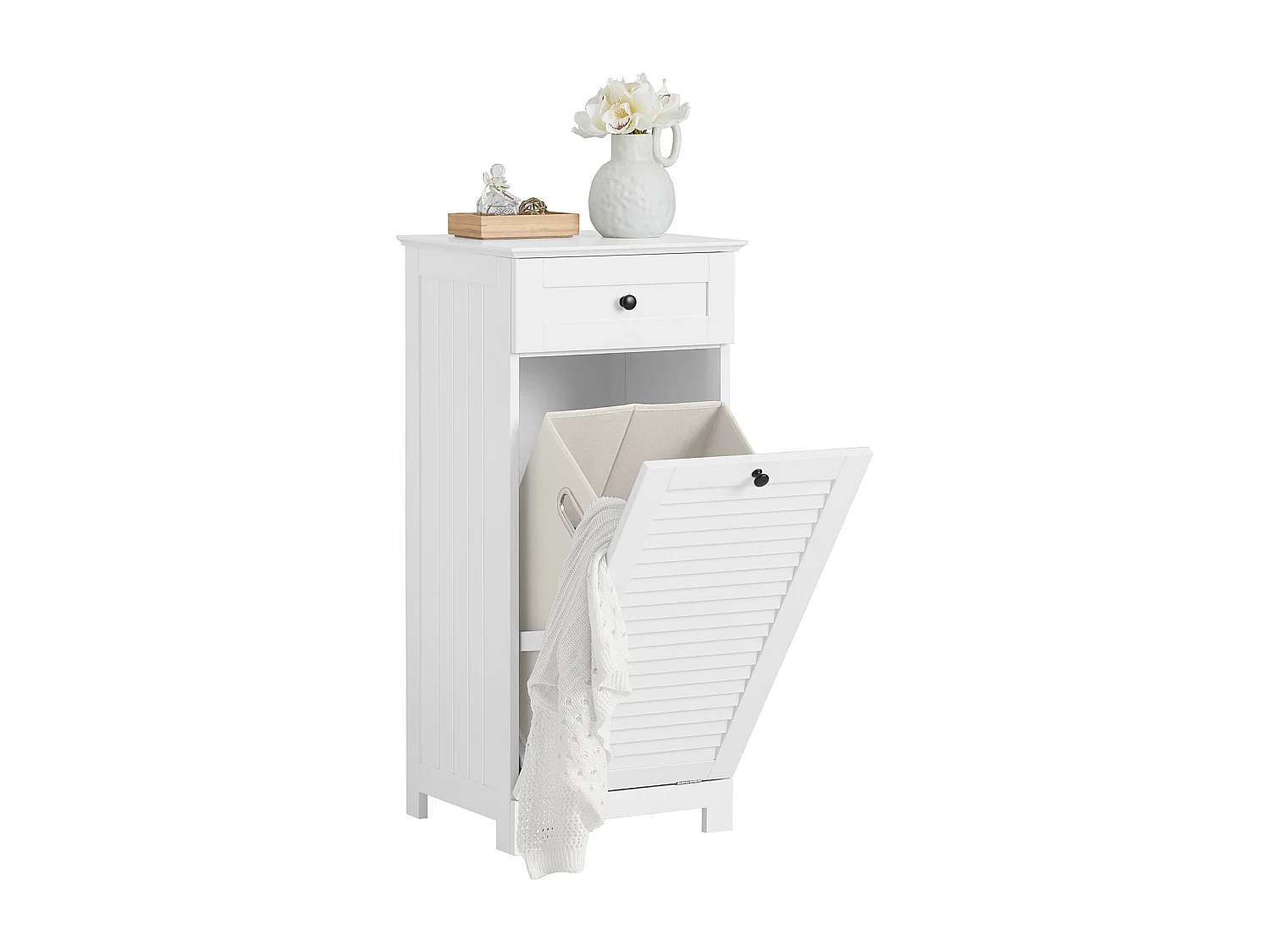 Meuble Bas De Salle De Bain Corbeille À Linge Meuble De Rangement 38x40x90 cm, BZr73-w