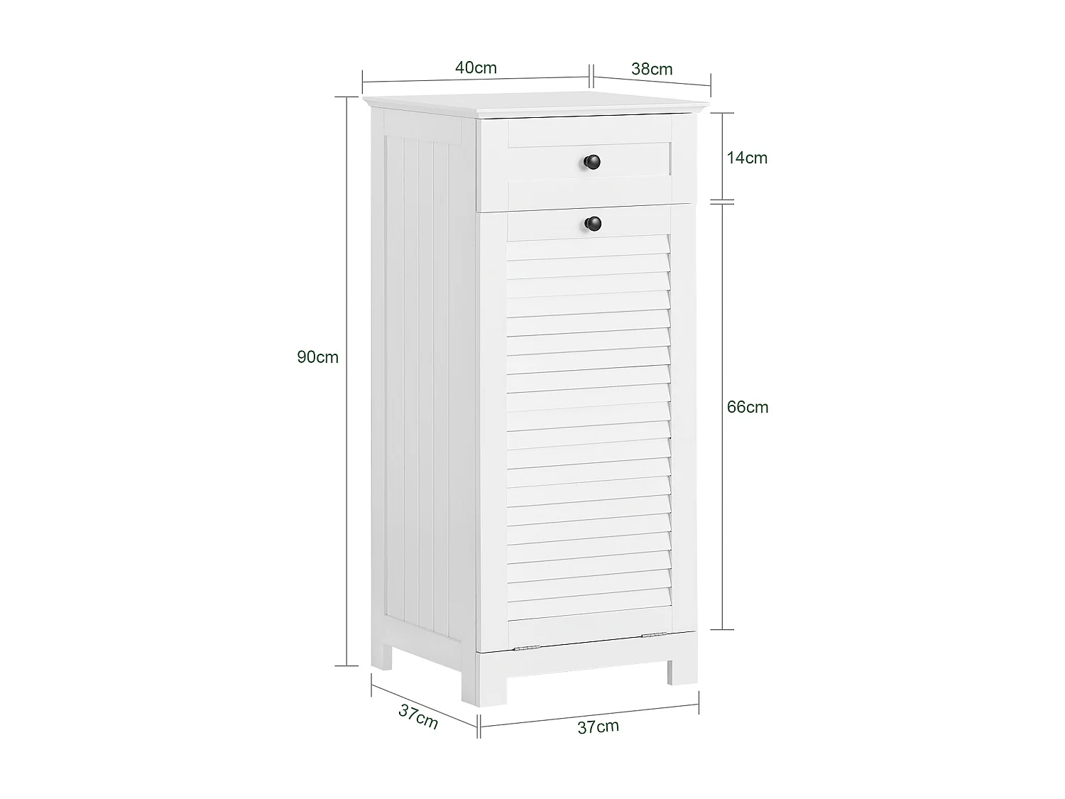 Meuble Bas De Salle De Bain Corbeille À Linge Meuble De Rangement 38x40x90 cm, BZr73-w