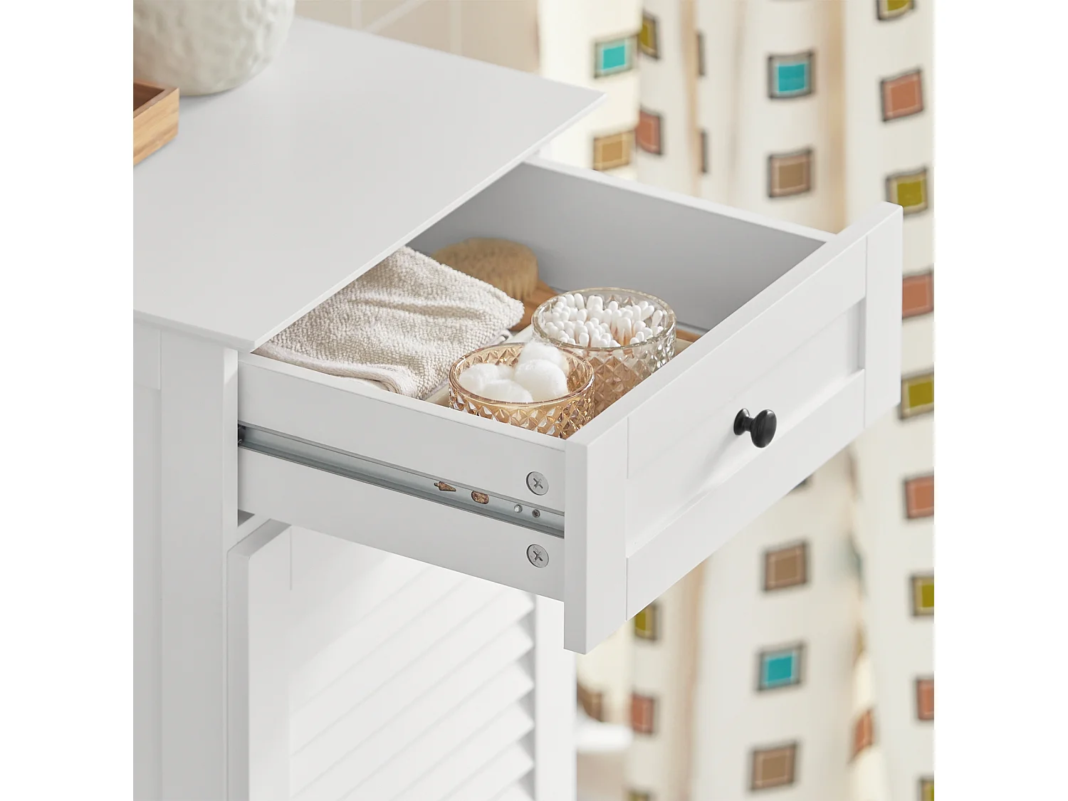 Meuble Bas De Salle De Bain Corbeille À Linge Meuble De Rangement 38x40x90 cm, BZr73-w