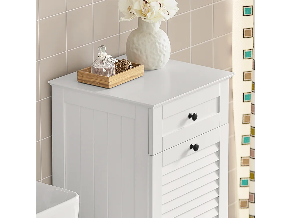 Meuble Bas De Salle De Bain Corbeille À Linge Meuble De Rangement 38x40x90 cm, BZr73-w